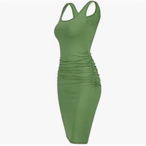 Missufe Green Sleeveless Ruched Bodycon Dress